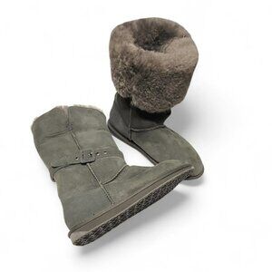 EMU Australia Suede Sheepskin Boots Women Size 11 Sheep Fur Lined